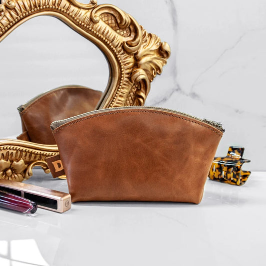 Leather Cosmetic brown bag
